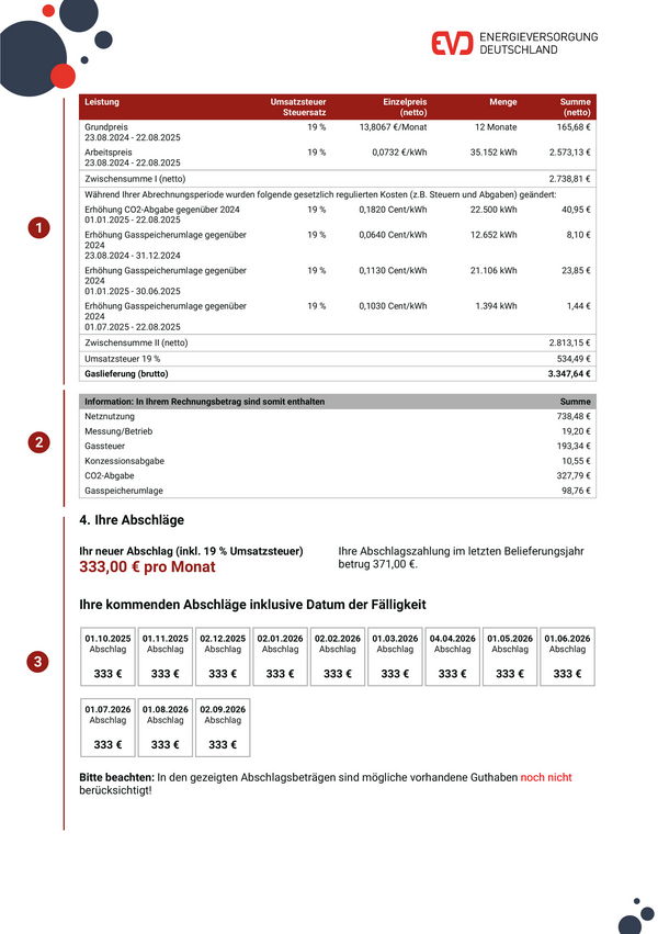 Musterbeispiel Jahresrechnung Gas Seite 3 - Privat