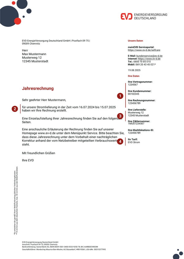 Musterbeispiel Jahresrechnung Strom Seite 1 - Privat